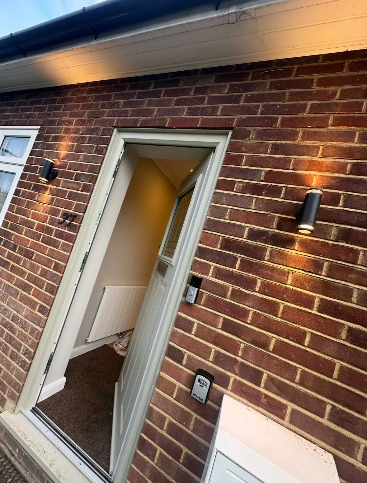 Ring video doorbell and outdoor wall lights installed by Select Mechanical and Electrical Contractors on a residential property in Tunbridge Wells